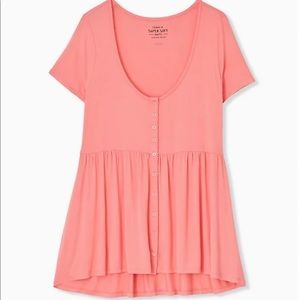 Torrid Super Soft Coral Button Front Babydoll Tee